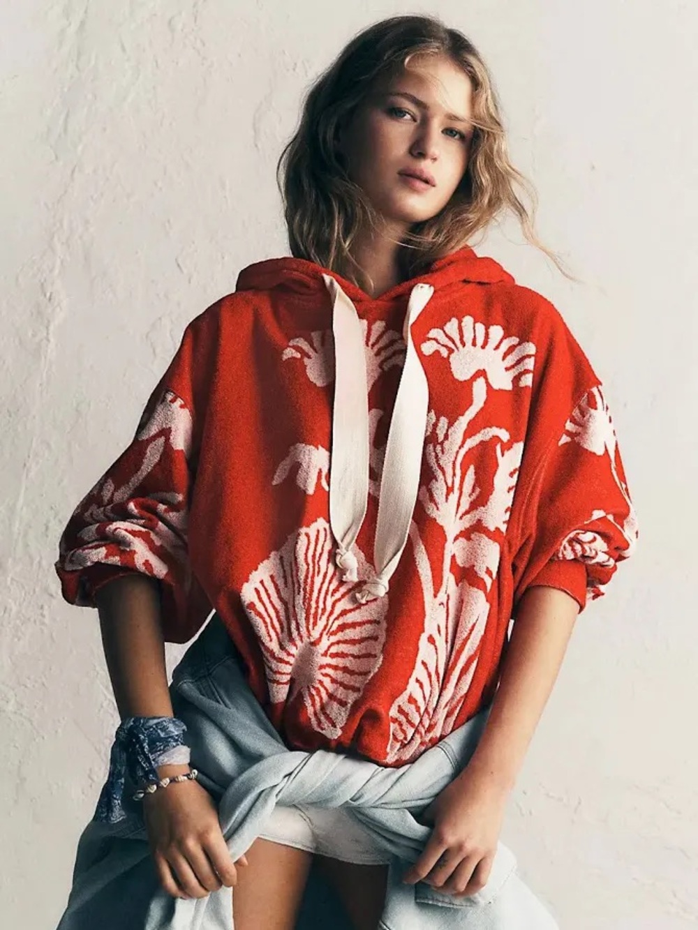 NWT FREE PEOPLE Shell Baby Hoodie | Cherry Combo MSRP $168 Oversized